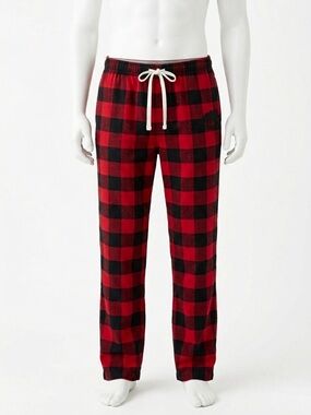 Roots Buffalo Plaid Pajama Pants Red Black Unisex Size Large